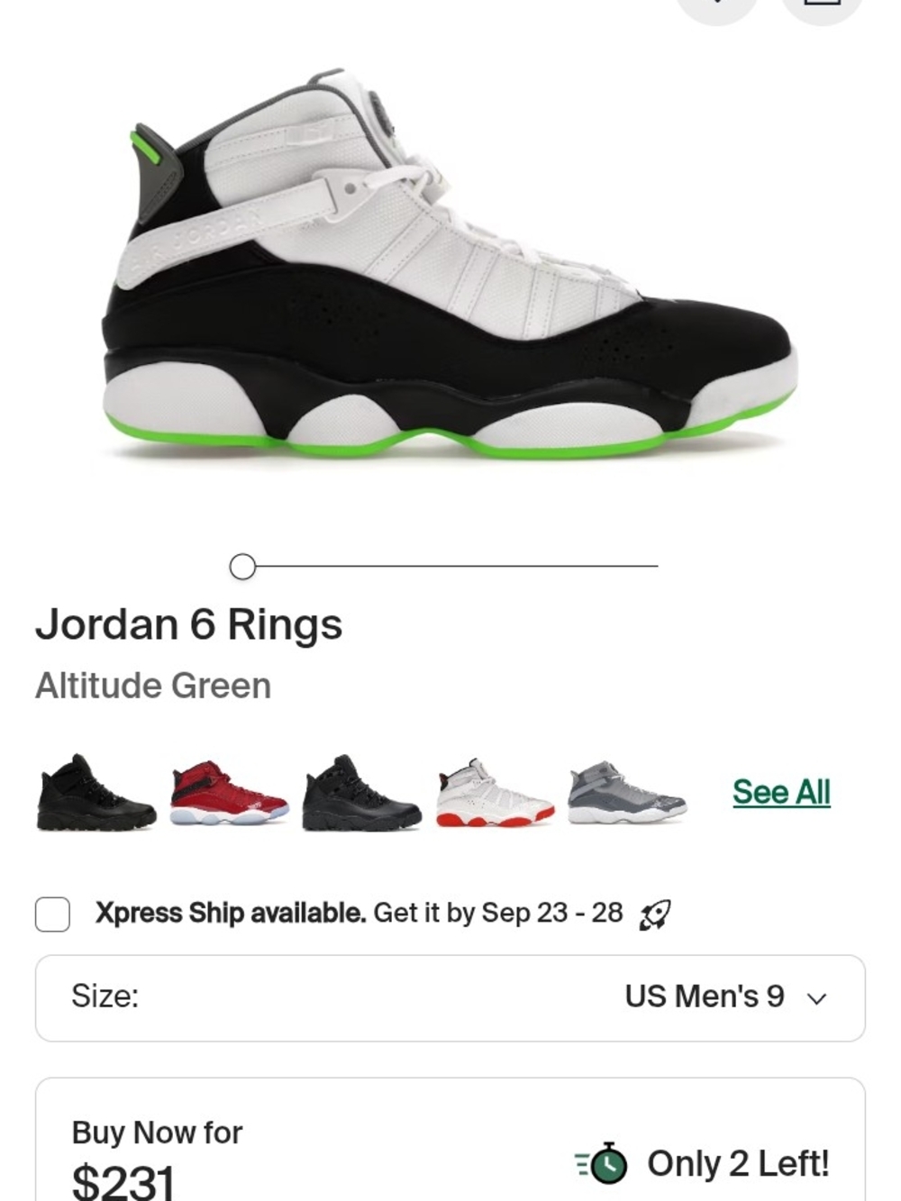 Jordan 6 Rings Kids Shoes - White/Black/Altitude Green